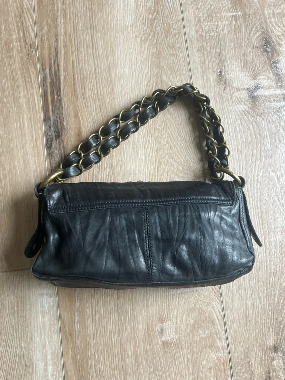 STEVE MADDEN Black Studded Bag Floral-Print Interior NWOT